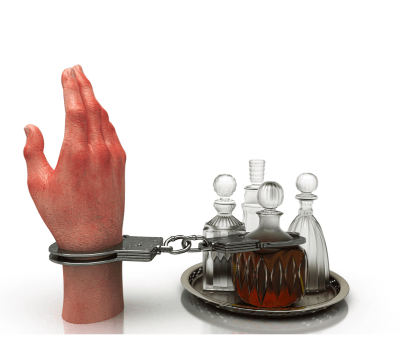 alcohol abuse is like handcuffing to bottles